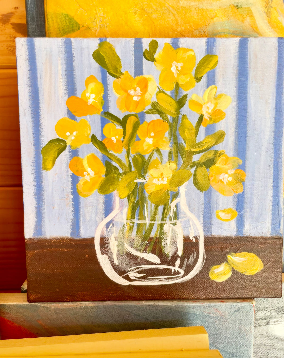 Værk: Smørblomster og min stribede væg